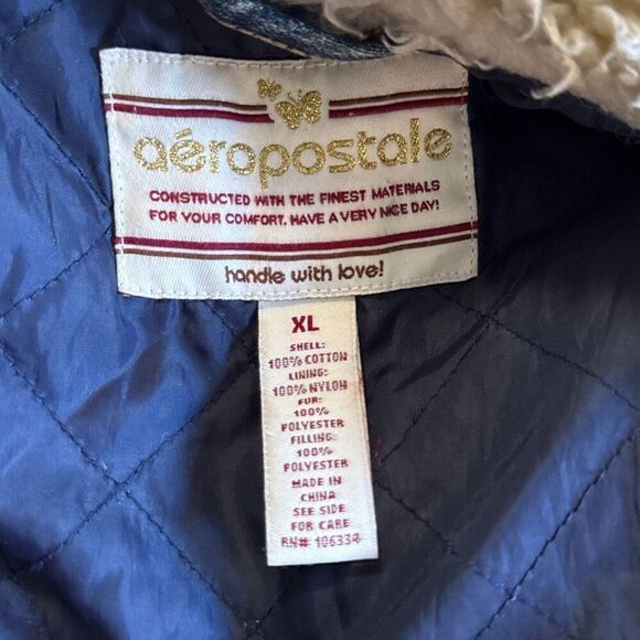 Vintage Aeropostale Sherpa lined Jean jacket womens size XL y2k stranger things - Picture 8 of 10
